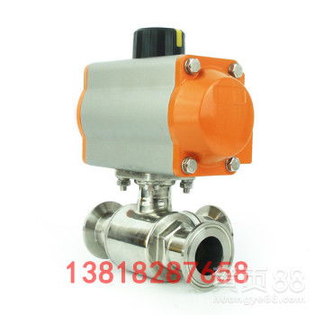 【q684f/5f-16p快裝衛生食品級氣動球閥t/l型卡箍式氣動三通換向閥】-